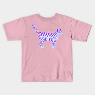 Purple Striped Tabby Cat Kids T-Shirt